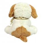 Cream 15 Inch Sitting Dog Soft Toy with Heart Patch Eyes